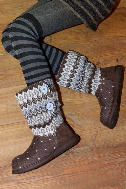 Flat Knitted Mid-Calf Boots