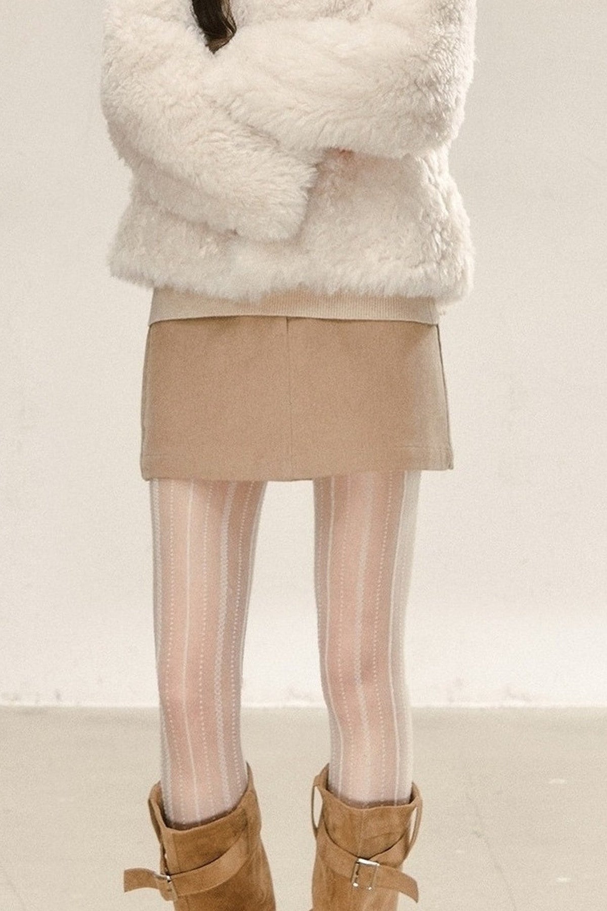 Fuzzy Shearling Coat, Skirt and Pants Set-Up