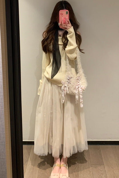 Off-Shoulder Knit Sweater