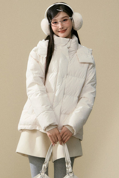 Loose Fit Hooded Duck Down Jacket