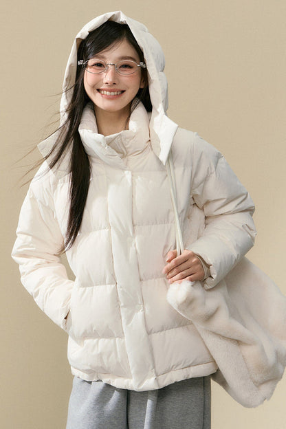 Loose Fit Hooded Duck Down Jacket