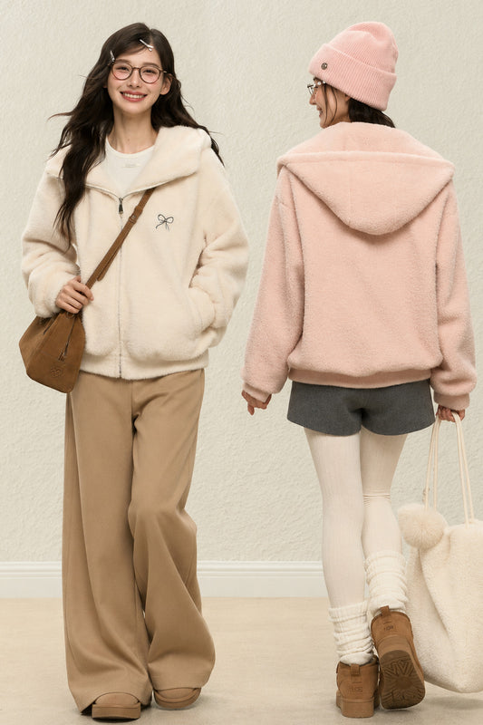 Winter Hooded Lapel Jacket and Pants Set-Up