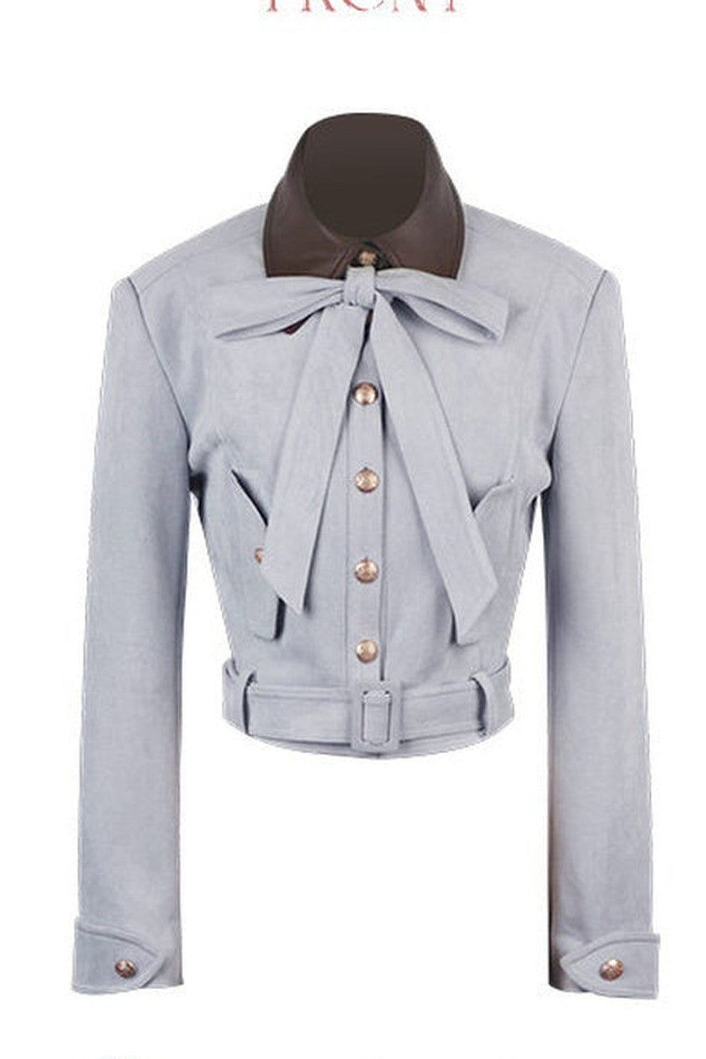 Bow Collar Suede Leather Top