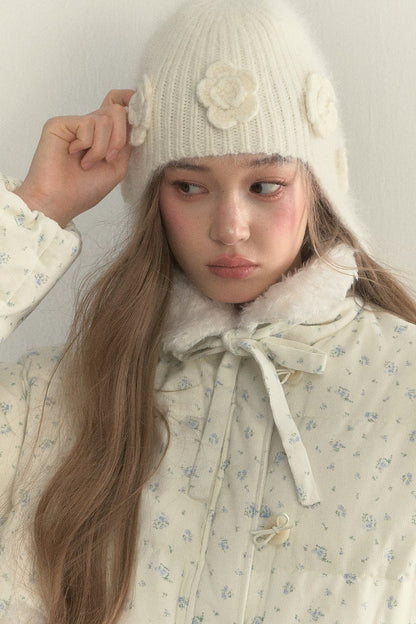 3D Flower Knitted Beanie Hat
