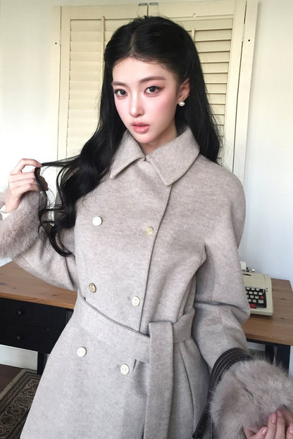 Slimming Lapel Woolen Coat