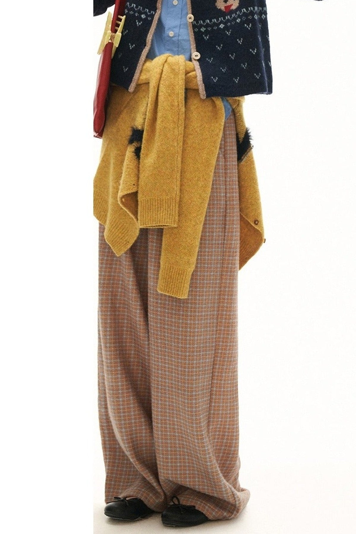 Retro Plaid Woolen Wide-Leg Pants