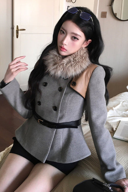 Long Sleeve Doll Collar Peplum Jacket