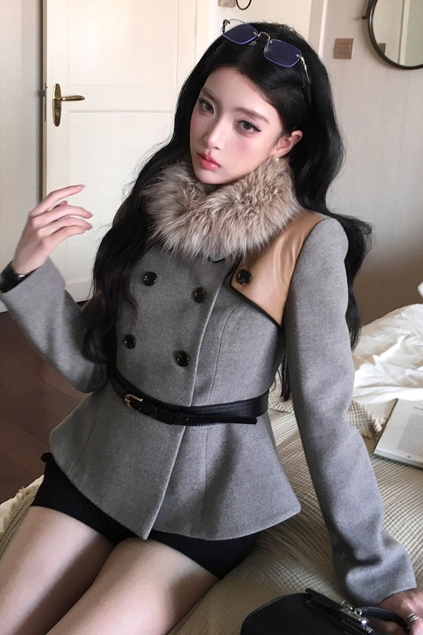 Long Sleeve Doll Collar Peplum Jacket
