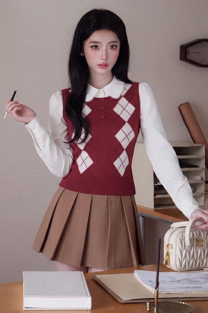 Two Narcissus Pleated A-Line Skirt and Top Set-Up