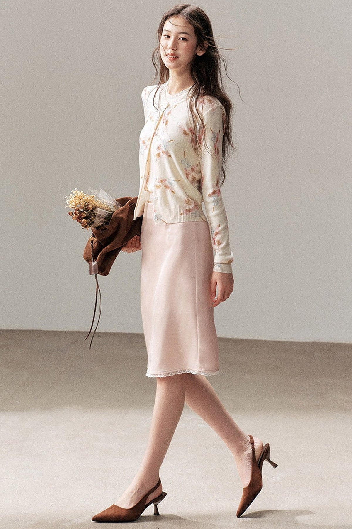 Floral Wool Jacket And Vest Set