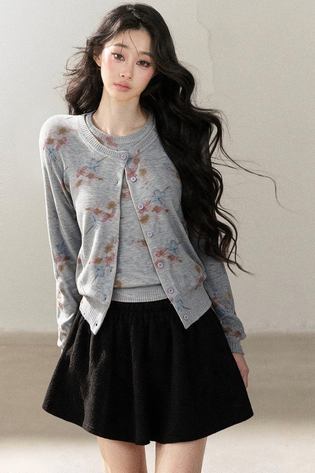 Floral Wool Jacket And Vest Set