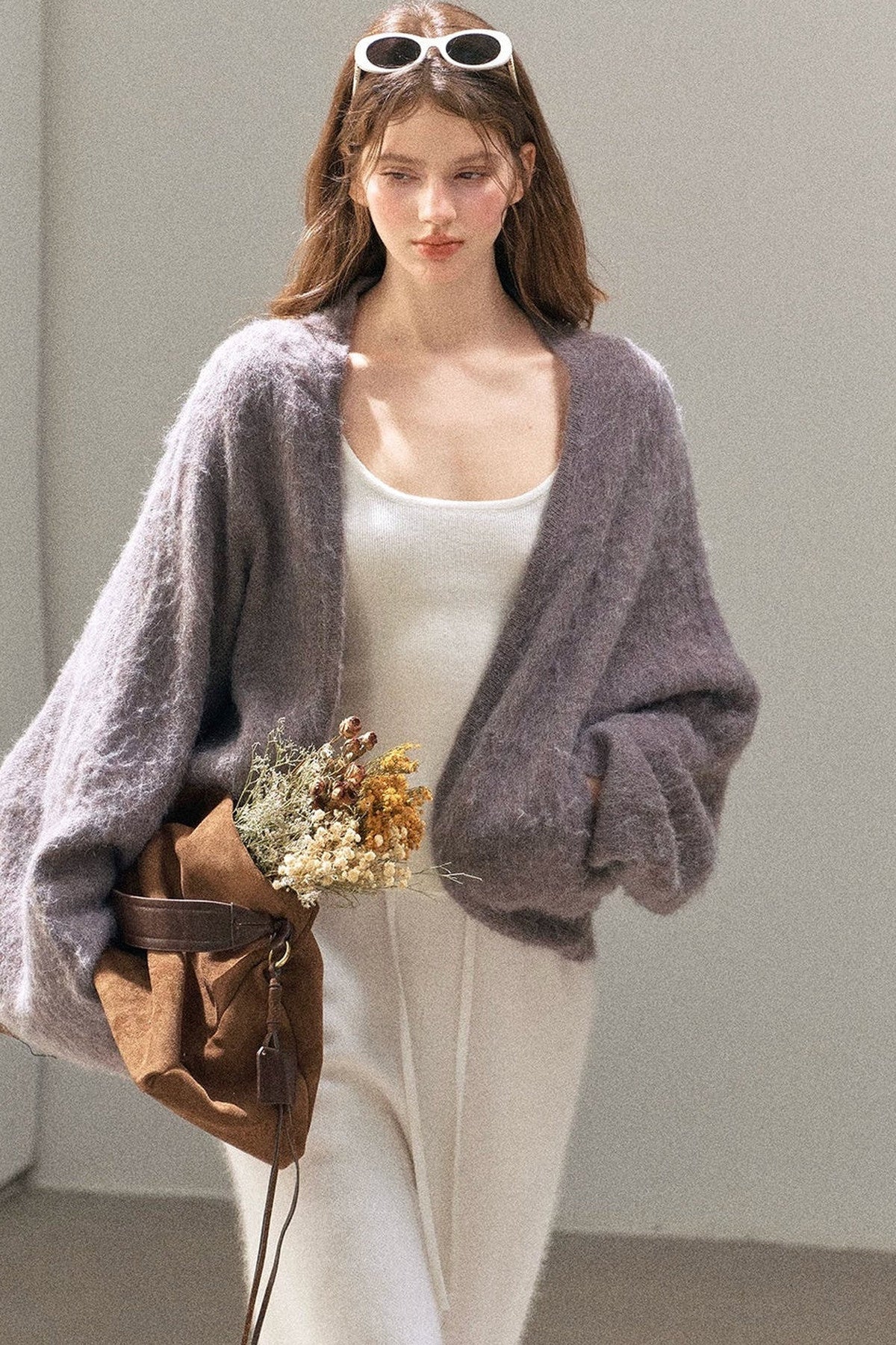 Shawl Wool Sweater And Camisole Set-Up