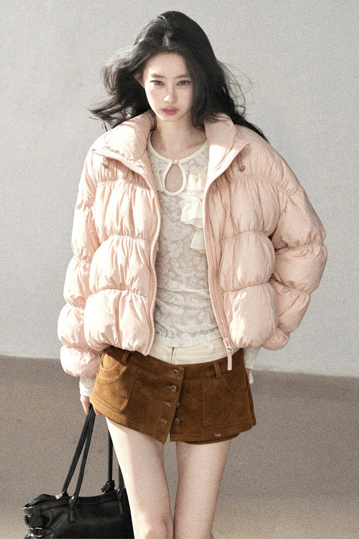 Weiße Daunen-Steppjacke mit Entendaunenfüllung