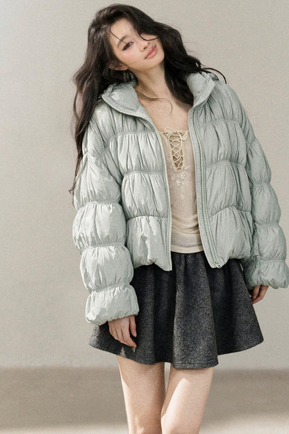Weiße Daunen-Steppjacke mit Entendaunenfüllung