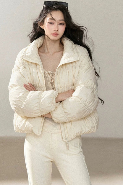 Weiße Daunen-Steppjacke mit Entendaunenfüllung