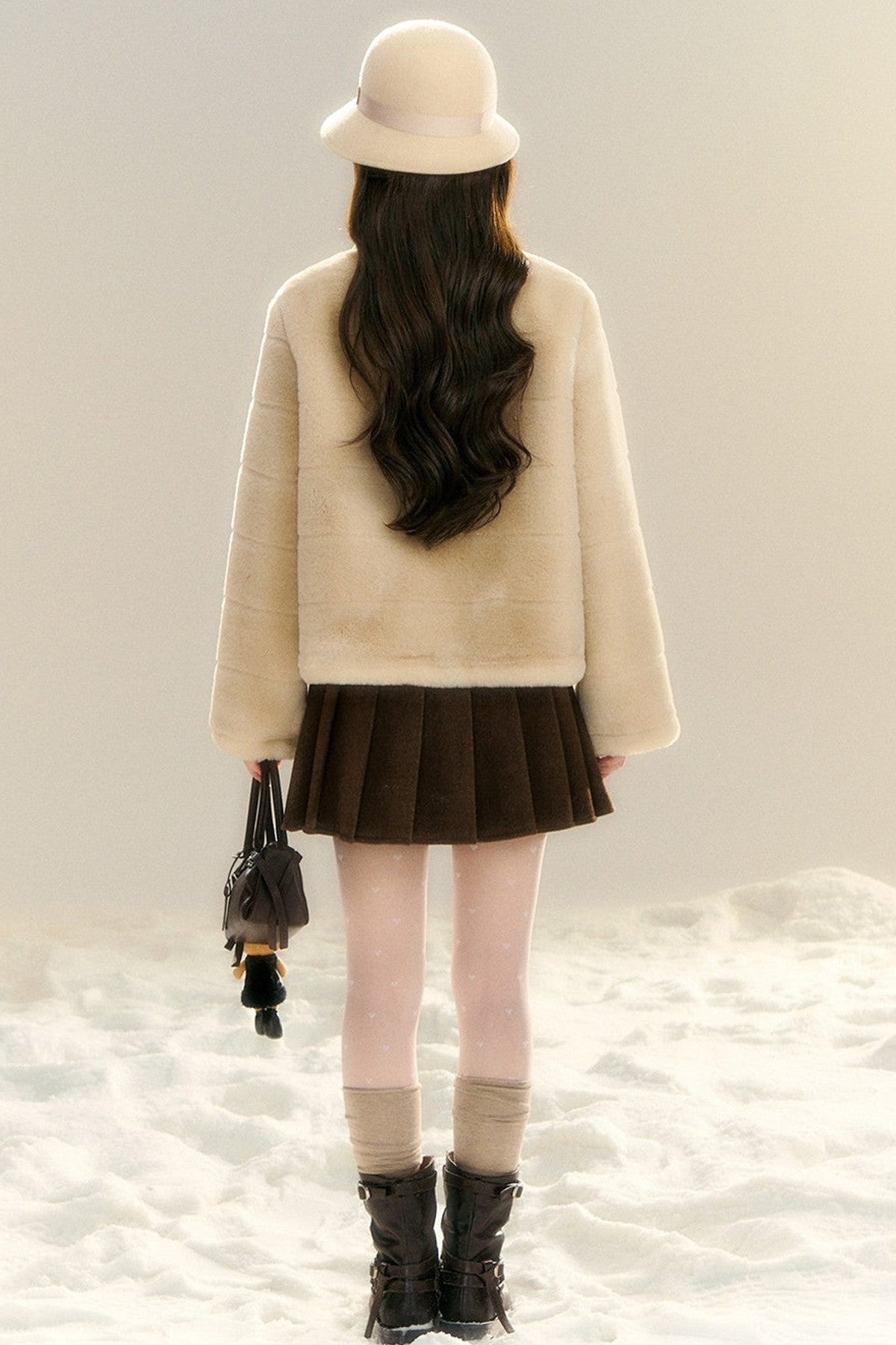 Stand Collar Imitation Fur Jacket