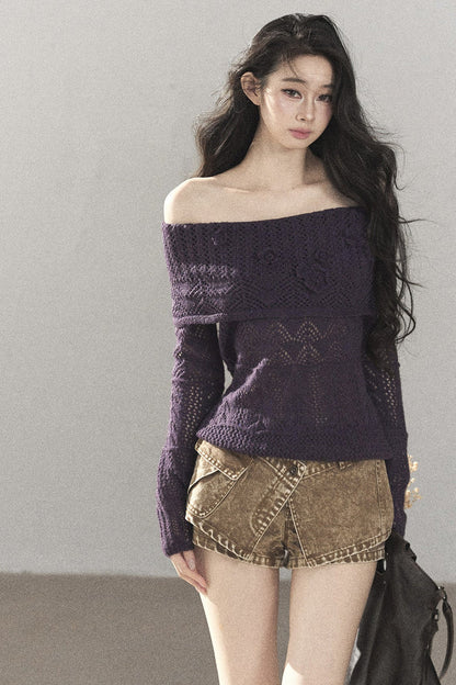 Pull en laine à fleurs