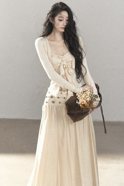 Simple Linen Cardigan and Skirt Set-Up