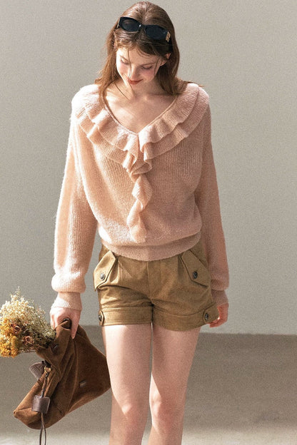 Ruffled Wool Sweater