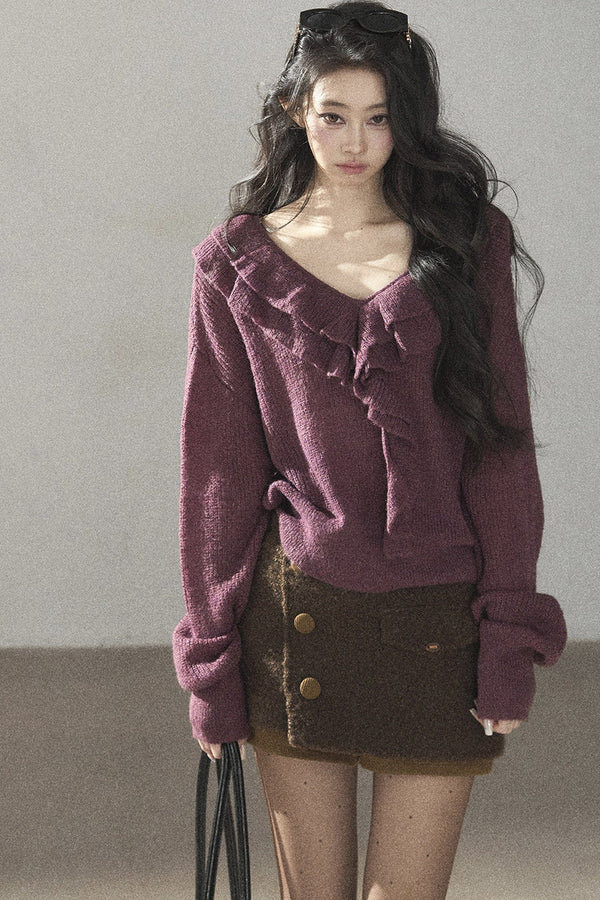 Ruffled Wool Sweater
