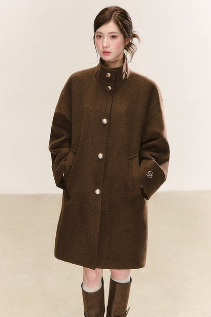 Cappotto in misto lana con collo in pelliccia rimovibile