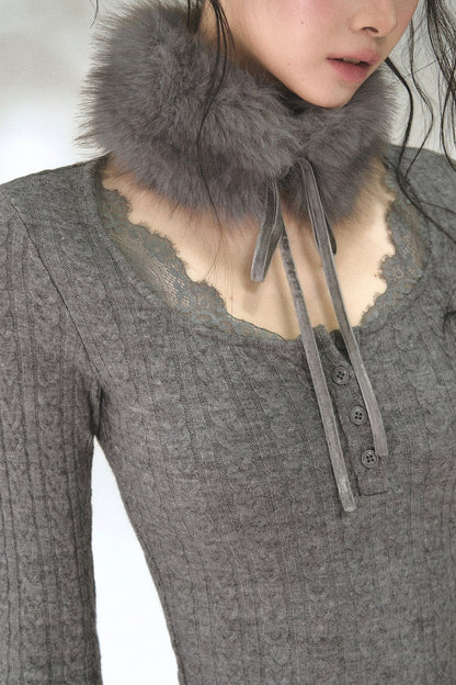 Faux Fox Fur Neck Warmer With Bow