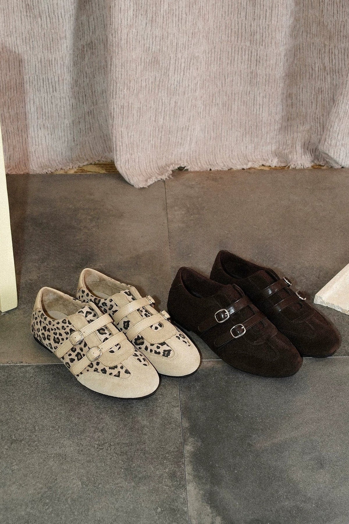 Brown Double Buckle Soft Sole Shoes