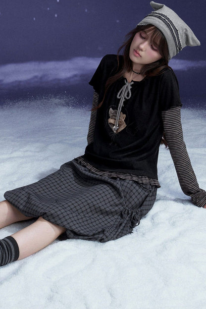 Black Striped Cat Sticker T-shirt