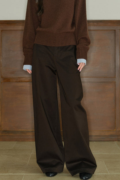 Pantalon taille basse à jambes larges