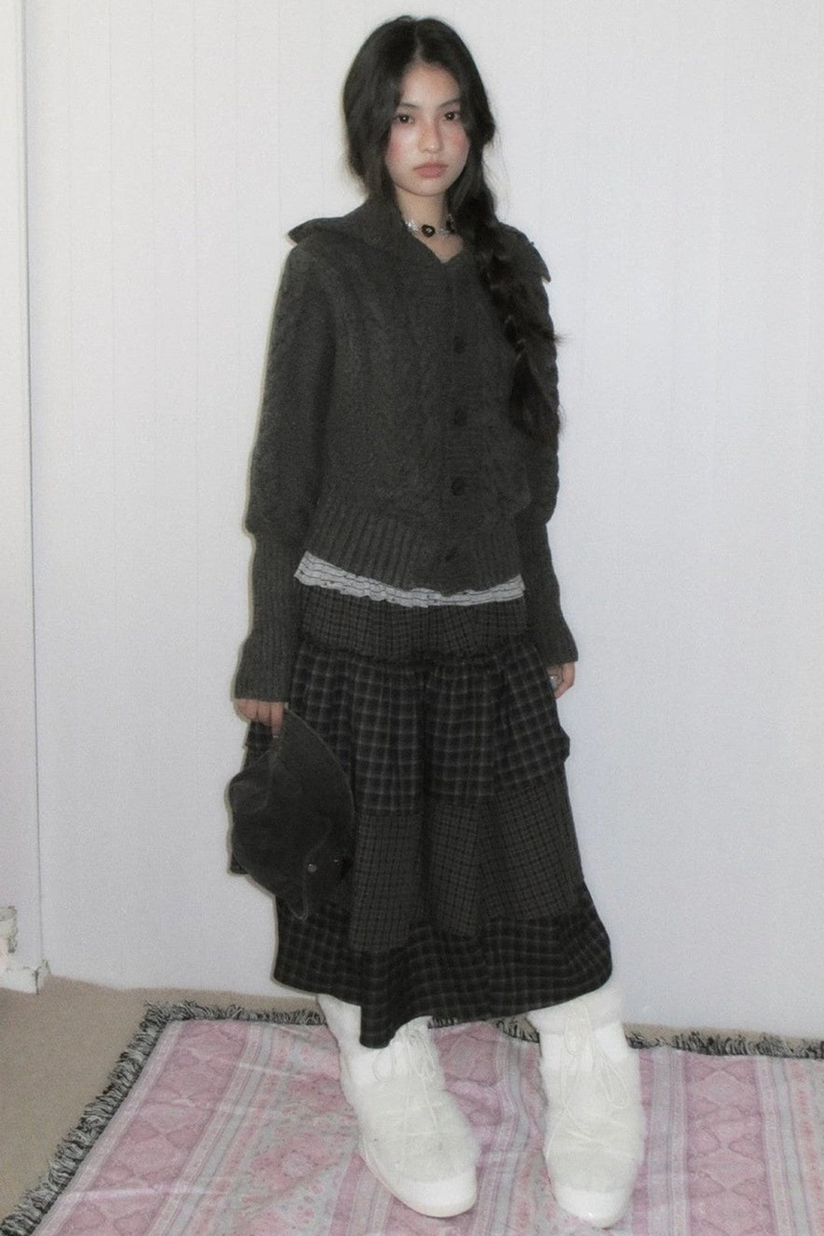 High-Waisted Plaid Cake Skirt