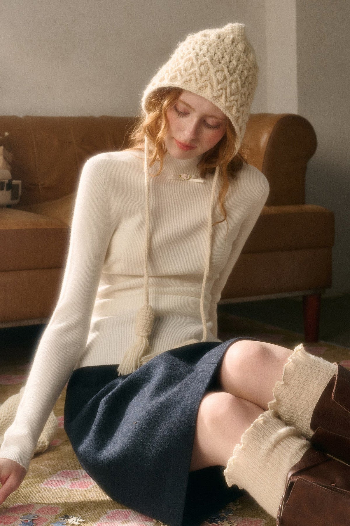 Maglione a maglia con fiocco