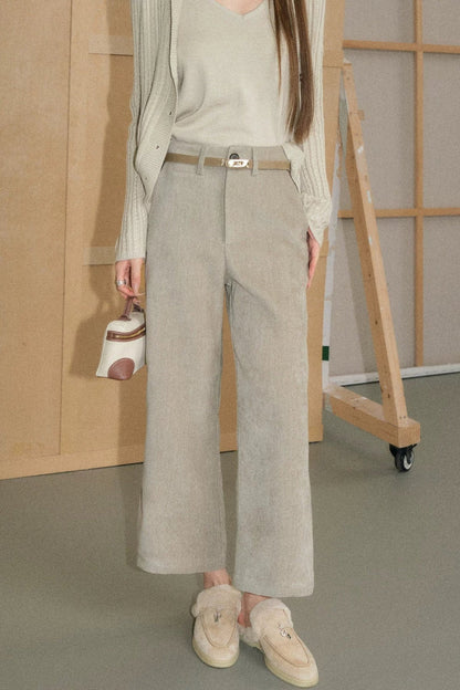 Oatmeal Knit Cardigan and Wide-Leg Pants Set-Up
