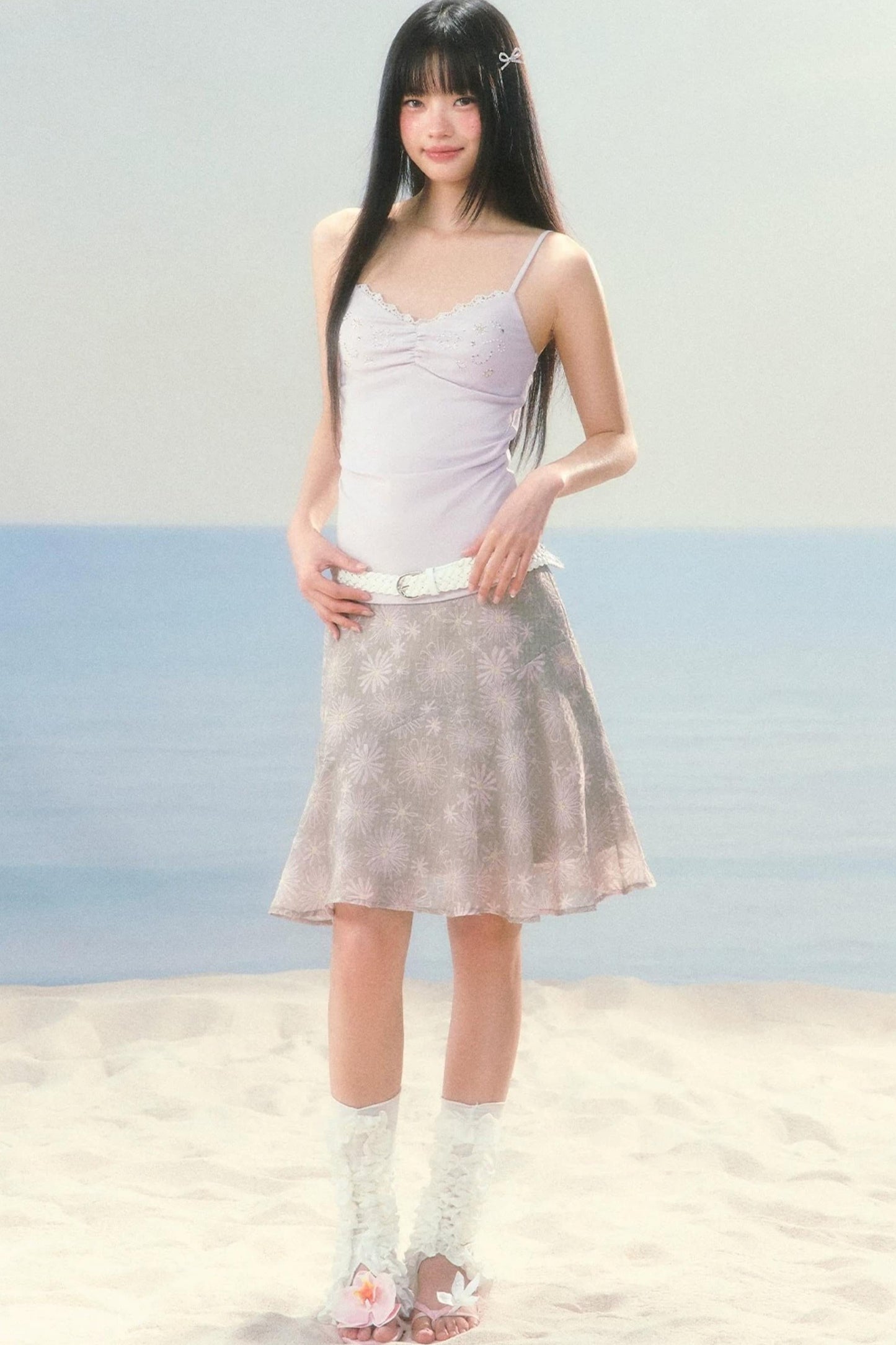 Daisy Floral Chiffon Fishtail Skirt