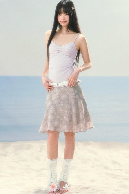 Daisy Floral Chiffon Fishtail Skirt