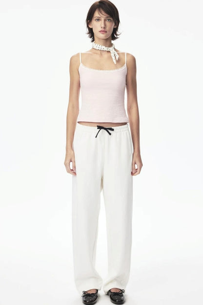 Canotta in pizzo con color-blocking