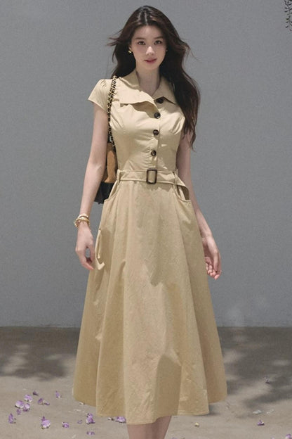 Lyocell Short-Sleeved Shirt Dress