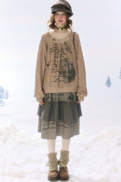 Plaid Letter Print Skirt