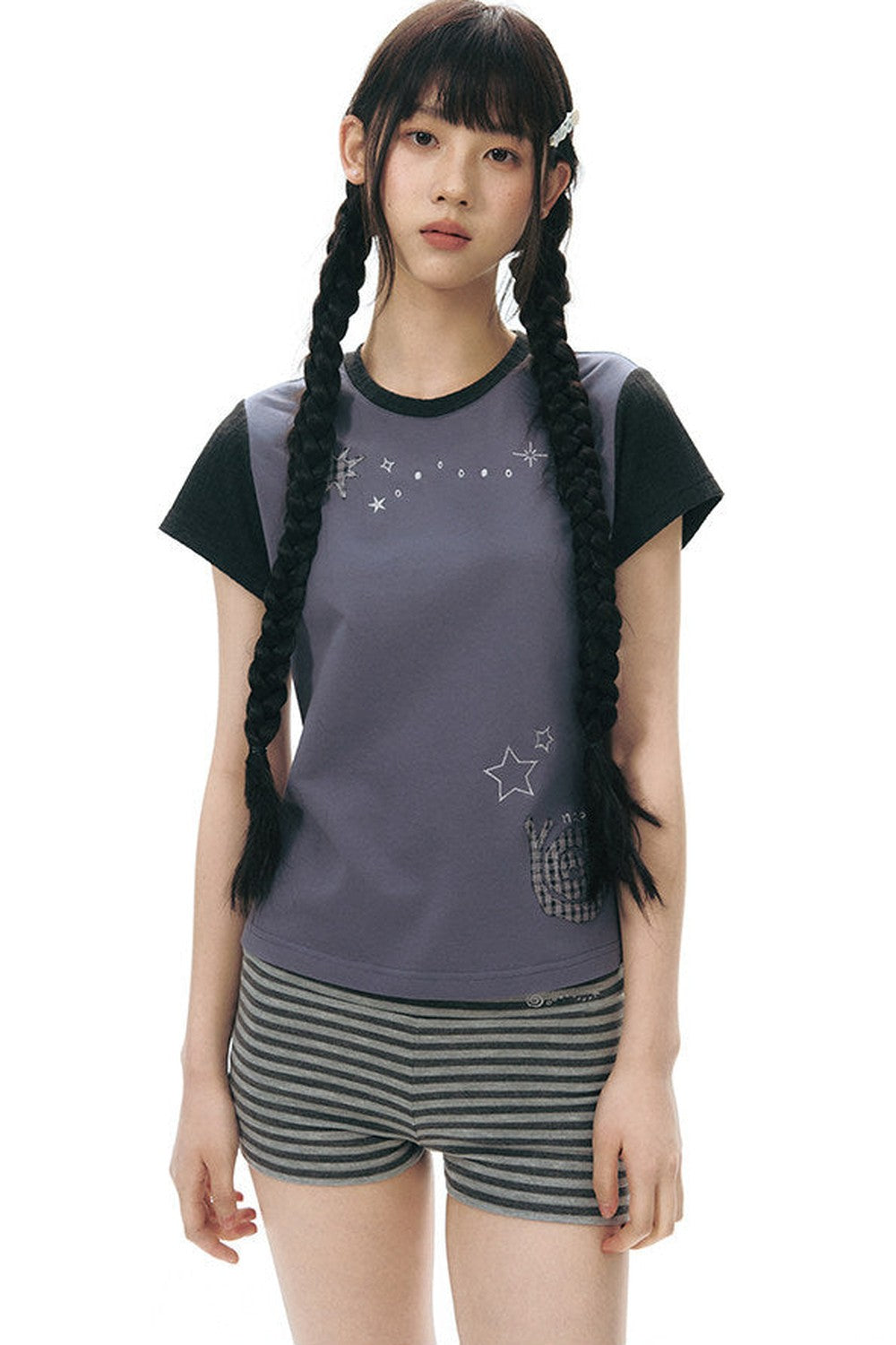 Maglia color block con applicazione lumaca