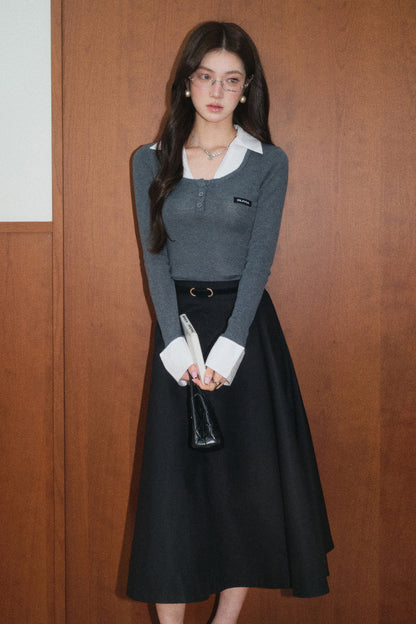 High-Waisted A-Line Skirt and Top Set-Up