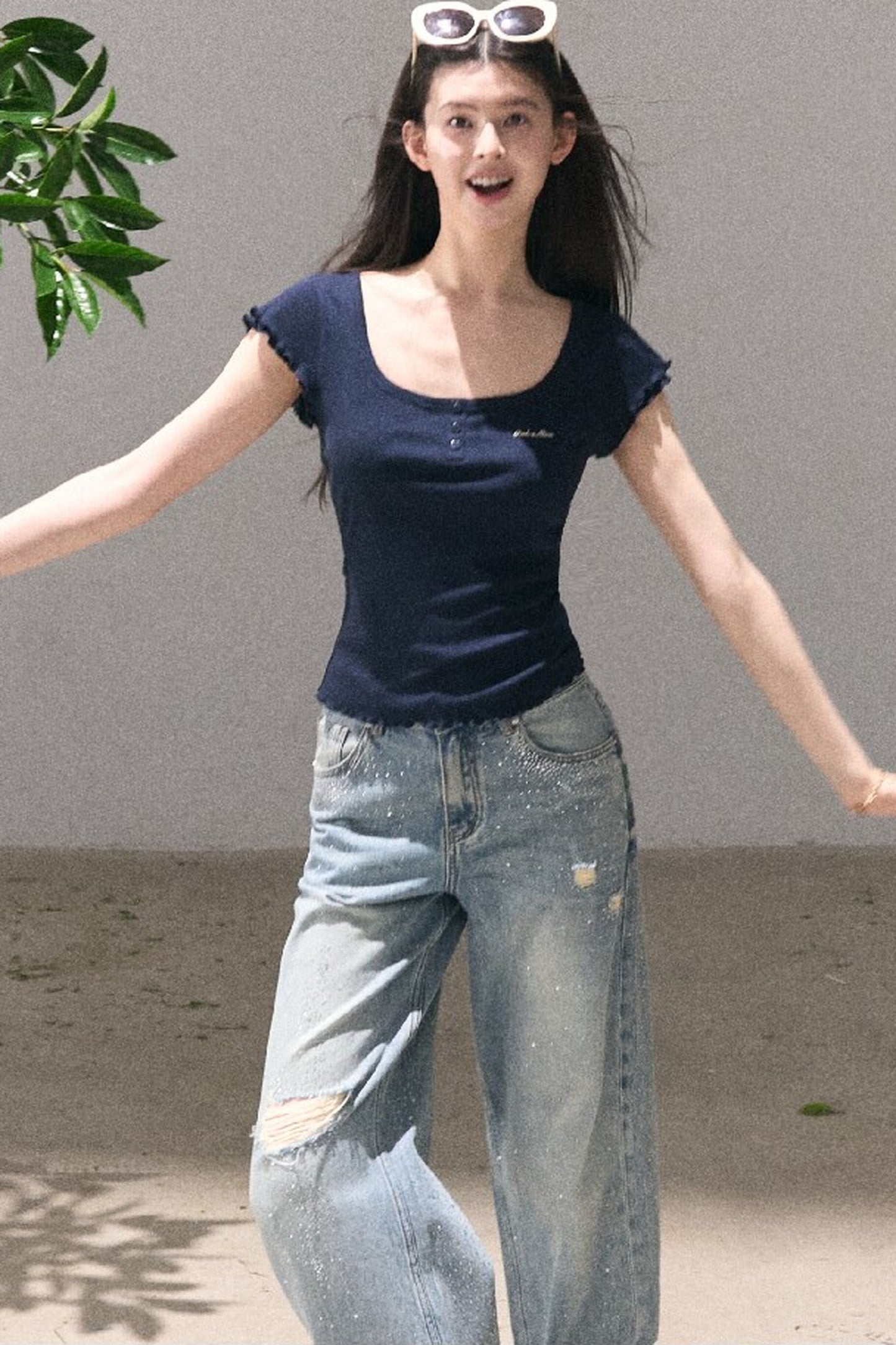 Lyocell Wool Embroidered Top