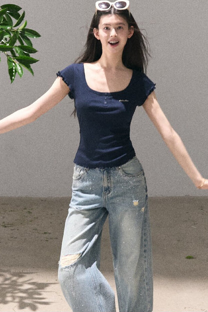 Lyocell Wool Embroidered Top