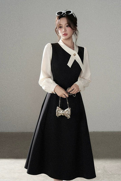 Contrasting Color Long Dress