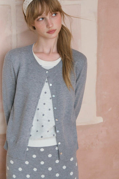 Retro Polka Dot Faux Two-Piece Knit Sweater Set-Up