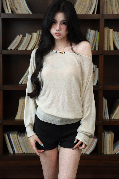 Loose Long Sleeve Drop Shoulder Pullover Sweater