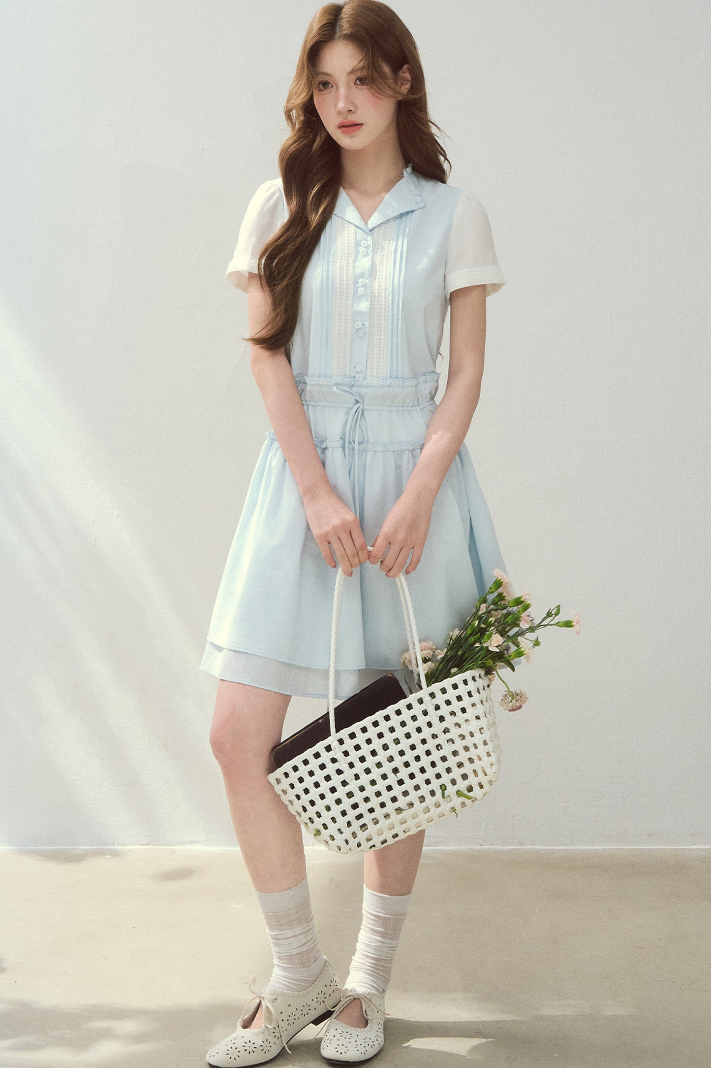 Sea Salt Blue Lyocell Shirt Dress