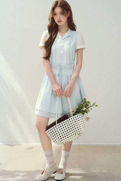 Sea Salt Blue Lyocell Shirt Dress