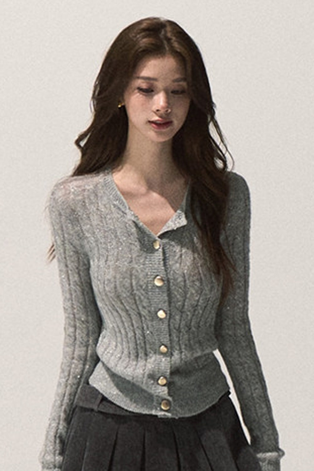 Wool Cable Knit Cardigan