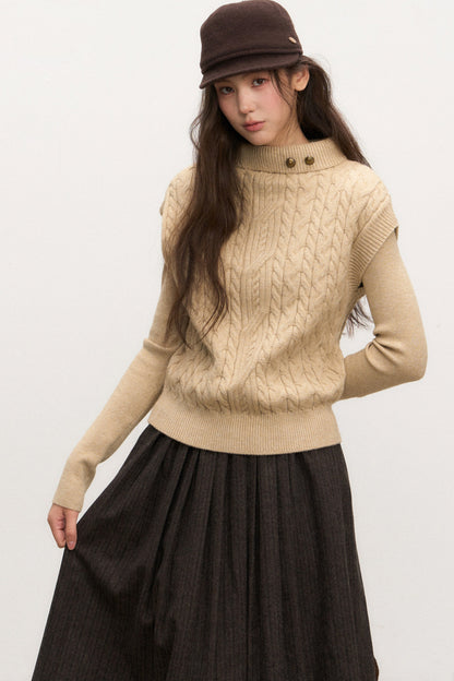 Layered-Look Knit Top and Skirt Set-Up