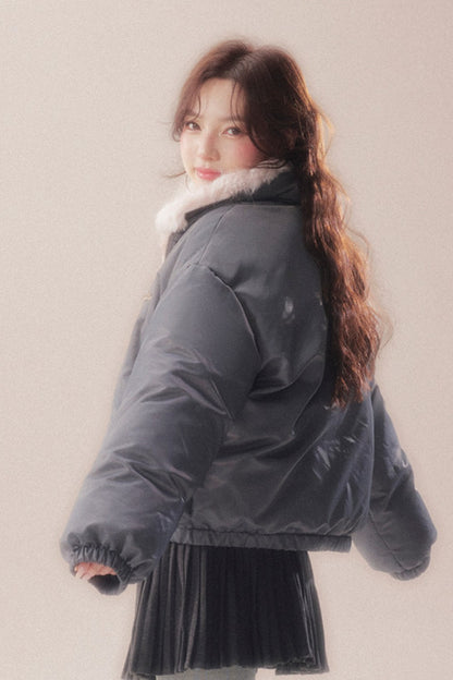 Patchwork Plush Down Jacket