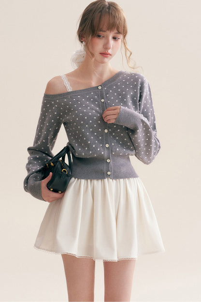 Polka Dot Knit Cardigan Top